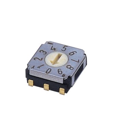 Nidec Components SA-7000, 10 Position, BCD Rotary Switch, 100 mA, J-Hook [SA-7110TA]; 244-4212