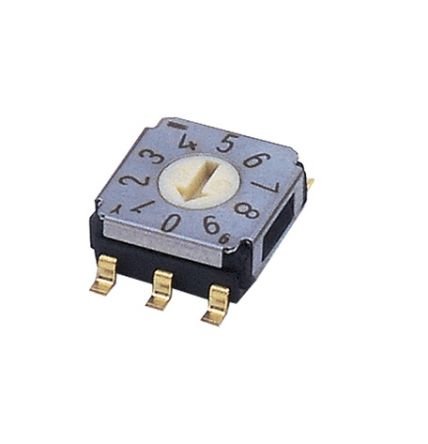 Nidec Components SA-7000, 10 Position, BCD Rotary Switch, 100 mA, Gull Wing [SA-7110TB]; 244-4214