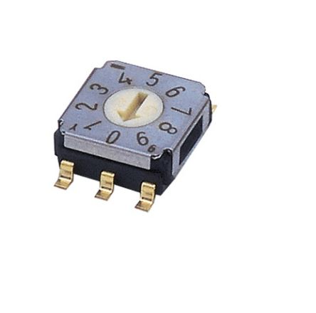 Nidec Components SA-7000, 10 Position, BCD Rotary Switch, 100 mA, Gull Wing [SA-7230TB]; 244-4221