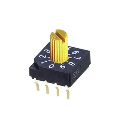 Nidec Components SC-2000, 10 Position, BCD Rotary Switch, 100 mA, Snap-In [SC-2110W]; 244-4251