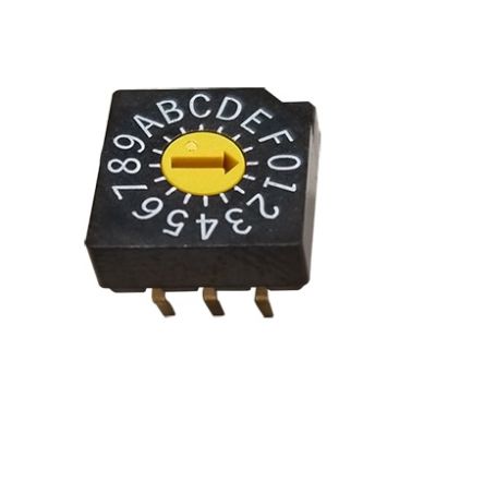 Nidec Components SD-1000, 16 Position, Hexadecimal Rotary Switch, 100 mA, Pin [SD-1010]; 244-4254