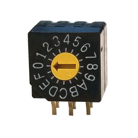 Nidec Components SD-1000, 16 Position, Hexadecimal Rotary Switch, 100 mA, Pin [SD-1011]; 244-4259