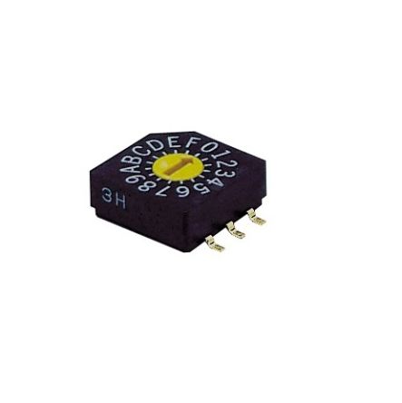 Nidec Components SD-1000, 16 Position, Hexadecimal Rotary Switch, 100 mA, Gull Wing [SD-1030TB]; 244-4261