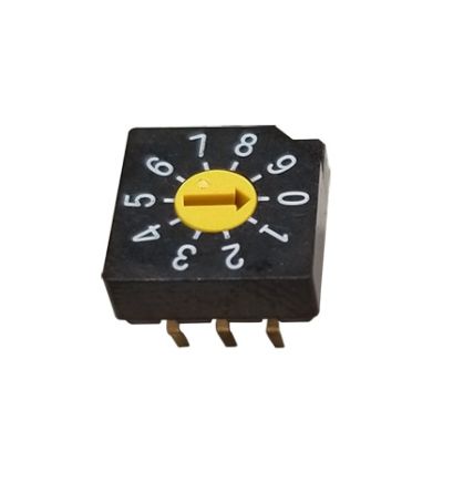 Nidec Components SD-2000, 10 Position, BCD Rotary Switch, 100 mA, Snap-In [SD-2010W]; 244-4268
