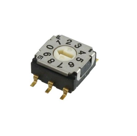 Nidec Components SH-7000, 10 Position, BCD Rotary Switch, 100 mA, Gull Wing [SH-7030TB]; 244-4282