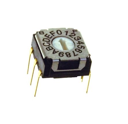 Nidec Components SH-7000, 16 Position, Hexadecimal Rotary Switch, 100 mA, Pin [SH-7050MC]; 244-4284