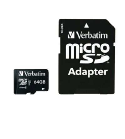 Verbatim 64 GB MicroSDXC Micro SD Card, V30 [47042]; 244-4565