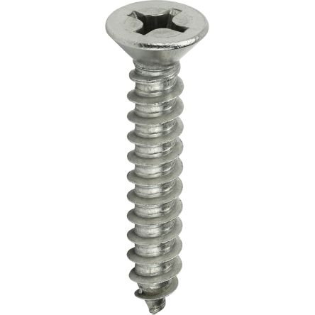 RS PRO Zinc Plated Steel Flat Head Self Tapping Screw, N°#12 x 2in Long [0]; 245-3040