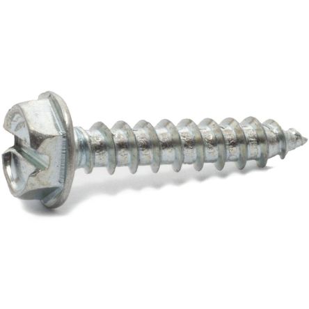 RS PRO Zinc Plated Steel Hex Washer Head Self Tapping Screw, N°#4 x 1in Long [0]; 245-3735