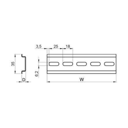 nVent SCHROFF Perforated DIN Rail, 175mm x 7.5mm x 35mm [20118-891]; 245-7814