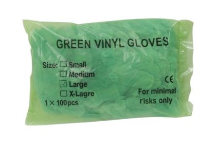 RS PRO Green Powdered Vinyl Disposable Gloves, Size XL, 200 per Pack [G0634]; 245-8960