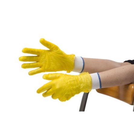 RS PRO Yellow Powdered Vinyl Disposable Gloves, Size L, 200 per Pack [G0653]; 245-8968