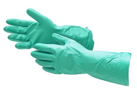 RS PRO Green Nitrile Butadiene Rubber Chemical Resistant Gloves, Size 10, XL [G825-10]; 246-0880