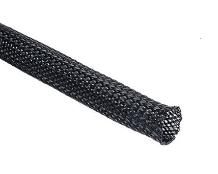 HellermannTyton Expandable Braided PET Black Protective Sleeving, 9mm Diameter, 100m Length, Helagaine HEGP Series [170-00090 HEGPX09-PET-BK]; 246-9927