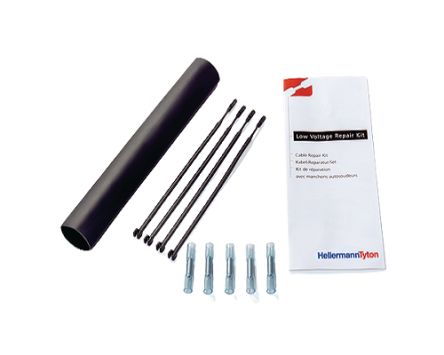 HellermannTyton Repair Kit Black, Cross Linked (PO-X), Polyolefin Adhesive Lined, 24mm [380-04019 LVRK-L-24/6-200-PO-X-BK]; 246-9930