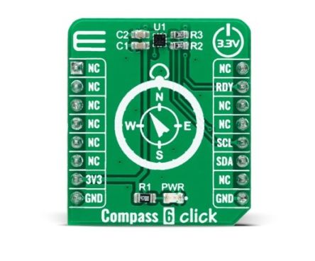 MikroElektronika Compass 6 Click 3D Magnetic Sensor Add On Board for HSCDTD008A MikroBUS [MIKROE-4796]; 247-1025