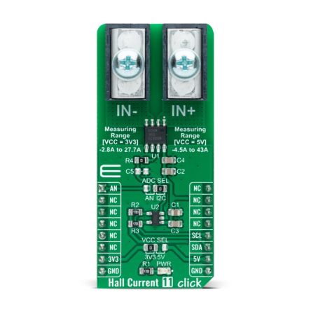 MikroElektronika Hall Current 11 Click Hall Effect Sensor Add On Board for TMCS1108A2U MikroBUS [MIKROE-4797]; 247-1026