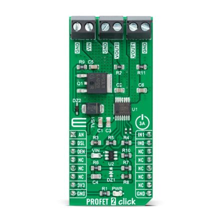 MikroElektronika PROFET 2 Click - 3A Intelligent Power Switch for BTS70802EPAXUMA1 - for MikroBUS [MIKROE-4818]; 247-1028