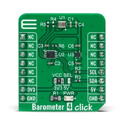 MikroElektronika Barometer 4 Click Barometric Pressure Sensor, Temperature Sensor Add On Board for ICP-10111 MikroBUS [MIKROE-4868]; 247-1031