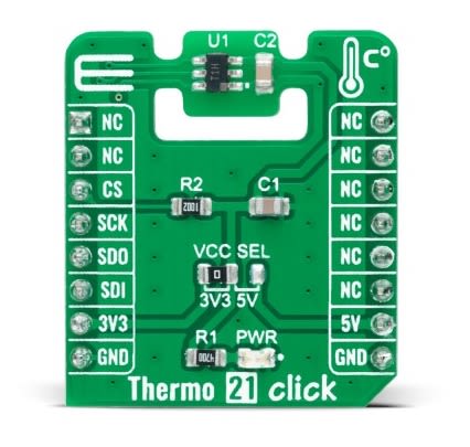 MikroElektronika Thermo 21 Click Temperature Sensor Add On Board for ADT7301 MikroBUS [MIKROE-4879]; 247-1033