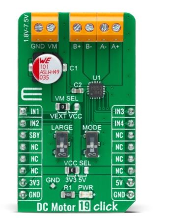 MikroElektronika DC Motor 19 Click DC Motor Driver for TC78H653FTG for MikroBUS [MIKROE-4883]; 247-1034