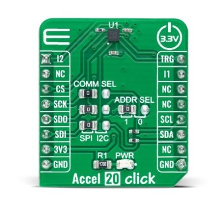 MikroElektronika Accel 20 Click Accelerometer Sensor Add On Board for KX134-1211 MikroBUS [MIKROE-4888]; 247-1037