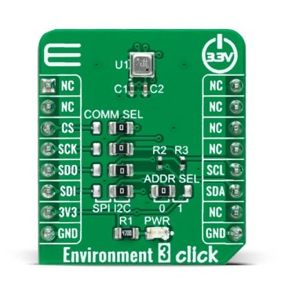 MikroElektronika Environment 3 Click Humidity Sensor, Pressure Sensor, Temperature Sensor Add On Board for BME688 [MIKROE-4893]; 247-1040