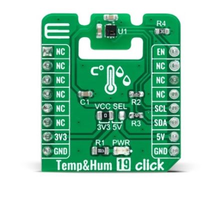 MikroElektronika Temp & Hum 19 Click Temperature & Humidity Sensor Add On Board for BPS240 MikroBUS [MIKROE-4922]; 247-1043