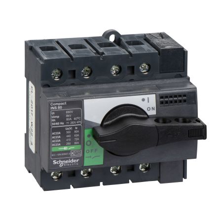 Schneider Electric 4 Pole Isolator Switch - 80A Maximum Current [28905]; 247-1717