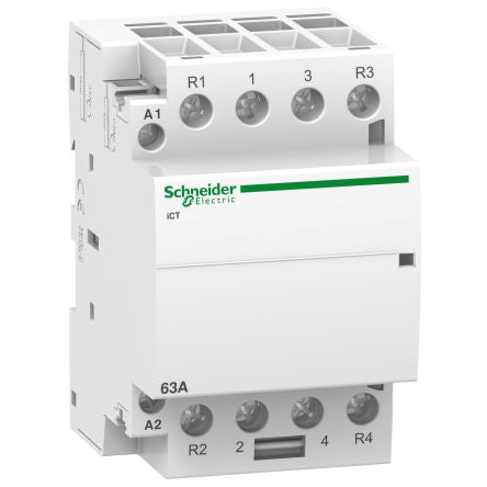 Schneider Electric Acti9 iCT Contactor, 220 → 240 V ac Coil, 4-Pole, 63 A, 2NO/2NC [A9C20868]; 247-1924