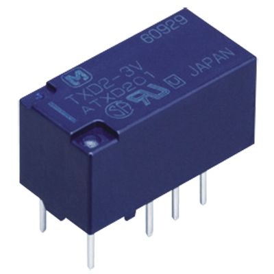 Panasonic PCB Mount Non-Latching Relay, 12V dc Coil, 16.7mA Switching Current, DPDT [TXD2-12V]; 247-4417