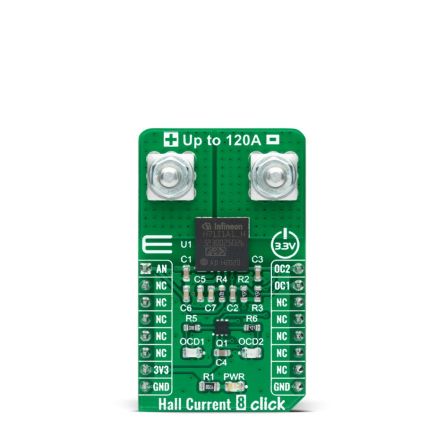 MikroElektronika Hall Current 8 Click Magnetic Current Sensor Add On Board for TLI4971-A120T5 mikroBUS socket [MIKROE-4508]; 247-5621