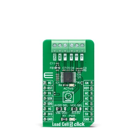 MikroElektronika Load Cell 5 Click Pressure Sensor Add On Board for AD7780 mikroBUS socket [MIKROE-4510]; 247-5622