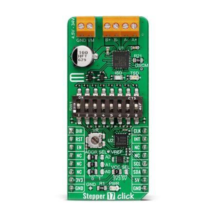 MikroElektronika Stepper 17 Click Stepper Motor Driver for TB67S539FTG for mikroBUS socket [MIKROE-4547]; 247-5625