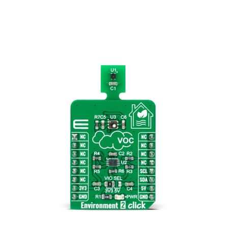 MikroElektronika Environment 2 Click Add On Board for SGP40, SHT40 mikroBUS socket [MIKROE-4558]; 247-5626