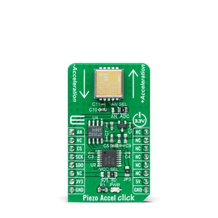 MikroElektronika Piezo Accel Click Accelerometer Add On Board for 820M1-0025 mikroBUS socket [MIKROE-4559]; 247-5627
