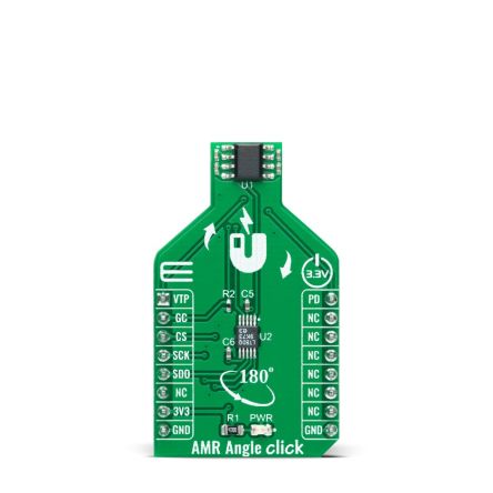 MikroElektronika AMR Angle Click Anisotropic Magnetoresistive (AMR) Sensor Add On Board for ADA4571, LTC1407 mikroBUS [MIKROE-4561]; 247-5629
