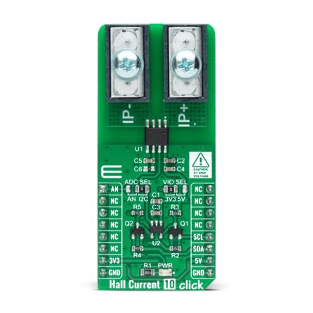 MikroElektronika Hall Current 10 Click Hall Effect Sensor Add On Board for ACHS-7194, MCP3221 mikroBUS socket [MIKROE-4587]; 247-5639