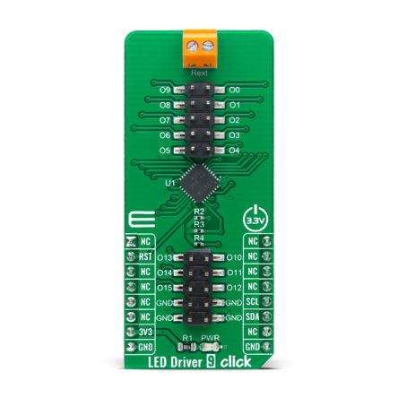 MikroElektronika MIKROE-4595, LED Driver 9 Click LED Driver Add On Board for TLC59116 for mikroBUS socket [MIKROE-4595]; 247-5644