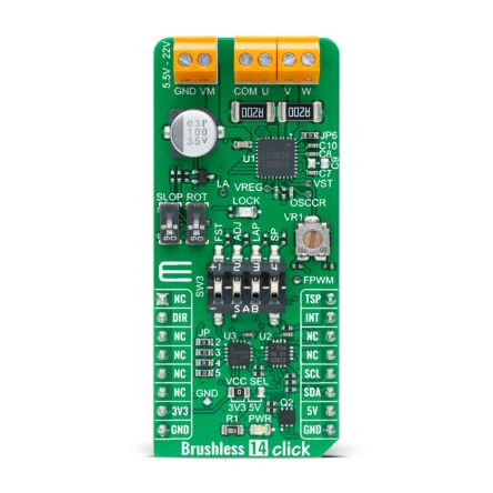 MikroElektronika Brushless 14 Click PWM Controller for TB67B001FTG for mikroBUS socket [MIKROE-4648]; 247-5656