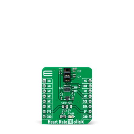 MikroElektronika Heart Rate 10 Click Optical Add On Board for MAX8511, MAX86916, PCA9306 mikroBUS socket [MIKROE-4724]; 247-5672