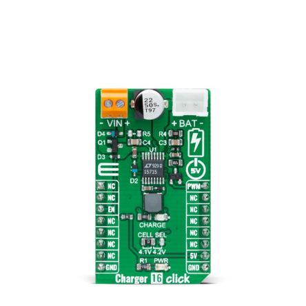 MikroElektronika Charger 16 Click Battery Charger for LT1571 for mikroBUS socket [MIKROE-4768]; 247-5693