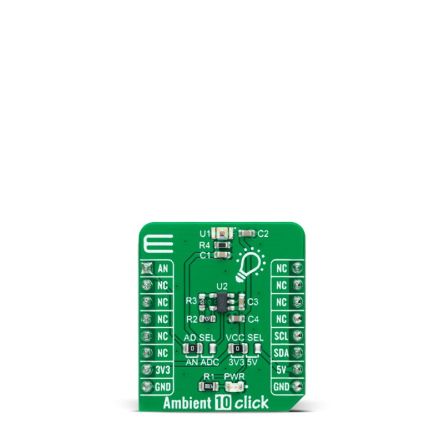 MikroElektronika Ambient 10 Click Ambient Light Sensor Add On Board for APDS-9006-020, MCP3221 mikroBUS socket [MIKROE-4777]; 247-5698