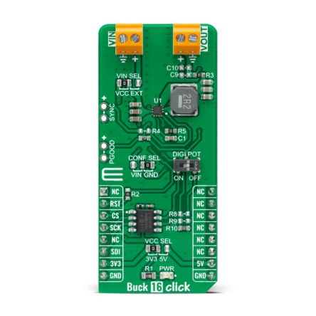 MikroElektronika Buck 16 Click DC-DC Converter for TPS62912 for mikroBUS socket [MIKROE-4846]; 247-5728