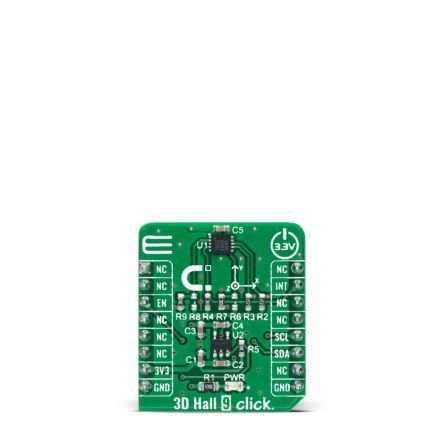 MikroElektronika 3D HALL 9 CLICK Hall Effect Sensor Add On Board for ALS31300 mikroBUS socket [MIKROE-4948]; 247-5757