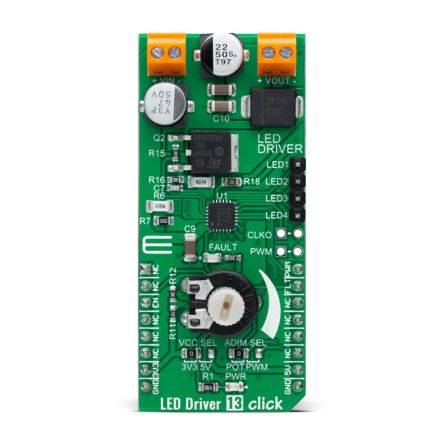 MikroElektronika MIKROE-4965, LED Driver 13 Click LED Driver Add On Board for A80604-1 for mikroBUS socket [MIKROE-4965]; 247-5762