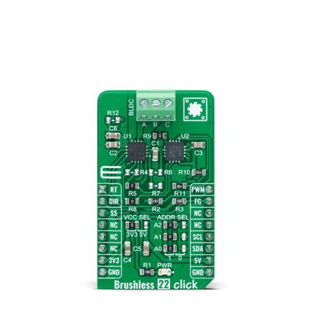 MikroElektronika Brushless 22 Click 3 Phase Motor Drive for MTD6508 for mikrobus Socket [MIKROE-4995]; 247-5780