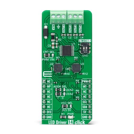 MikroElektronika MIKROE-4996, LED Driver 14 Click LED Driver Add On Board for BD18337EFV-M for mikroBUS socket [MIKROE-4996]; 247-5781