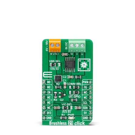 MikroElektronika Brushless 21 Click 3 Phase Motor Drive for AMT49400 for Brushless DC Motor [MIKROE-5055]; 247-5795