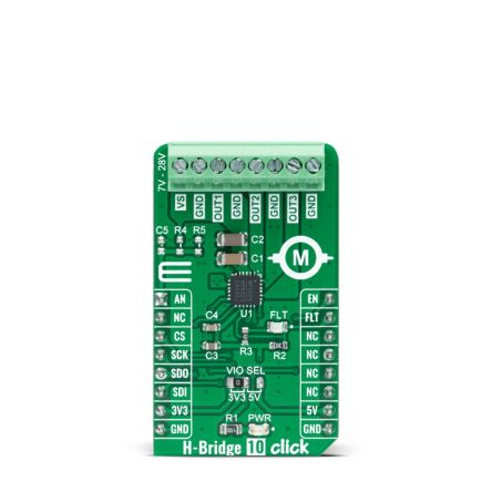 MikroElektronika H-Bridge 10 Click DC Motor Driver for MP6523 for mikroBUS socket [MIKROE-5108]; 247-5808